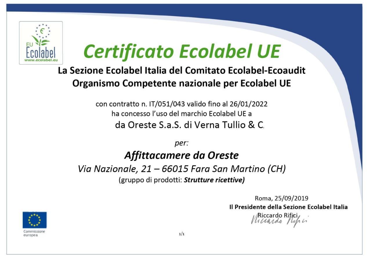 Da Oreste Affittacamere Fara San Martino Exteriör bild